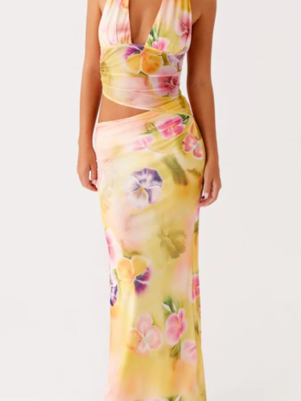 Main Act Halter Maxi Dress - Sunburst Floral - Picture 2 of 6